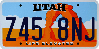 UT license plate Z458NJ