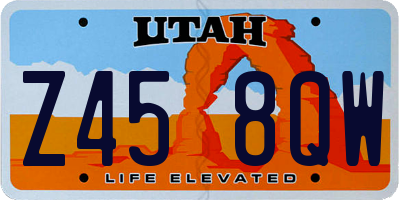 UT license plate Z458QW