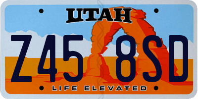 UT license plate Z458SD