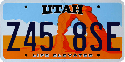 UT license plate Z458SE