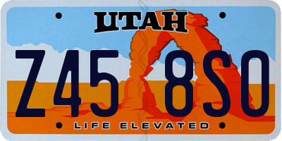 UT license plate Z458SO