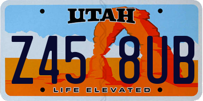UT license plate Z458UB