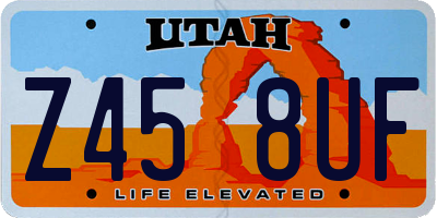 UT license plate Z458UF