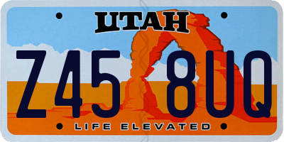 UT license plate Z458UQ