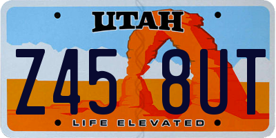 UT license plate Z458UT