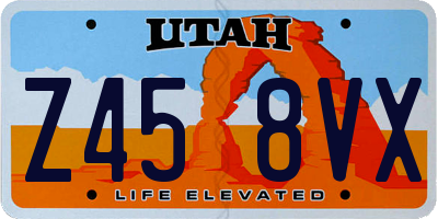 UT license plate Z458VX
