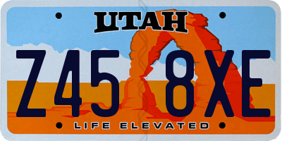 UT license plate Z458XE