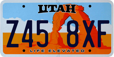 UT license plate Z458XF