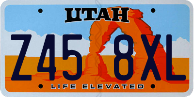 UT license plate Z458XL