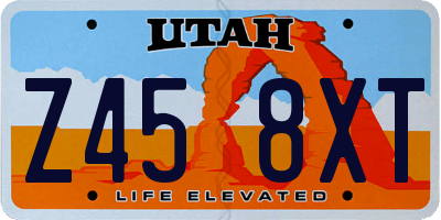 UT license plate Z458XT