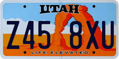 UT license plate Z458XU