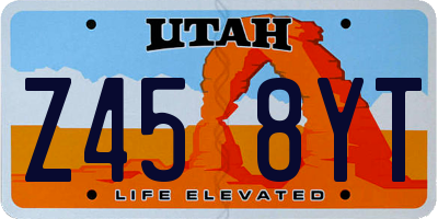 UT license plate Z458YT