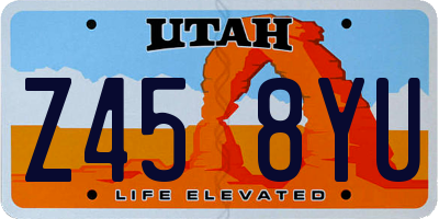 UT license plate Z458YU
