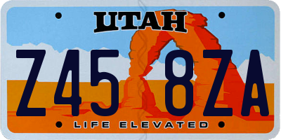 UT license plate Z458ZA