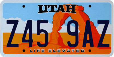 UT license plate Z459AZ