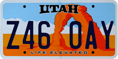 UT license plate Z460AY