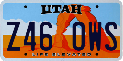 UT license plate Z460WS