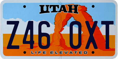 UT license plate Z460XT