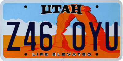 UT license plate Z460YU