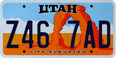 UT license plate Z467AD
