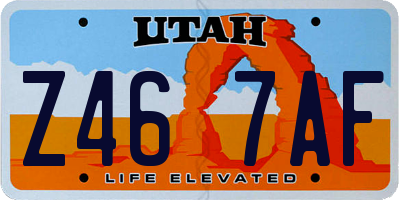 UT license plate Z467AF