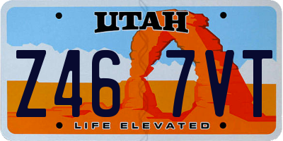 UT license plate Z467VT