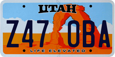 UT license plate Z470BA