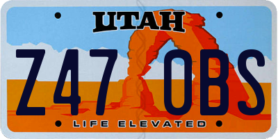 UT license plate Z470BS