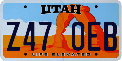 UT license plate Z470EB