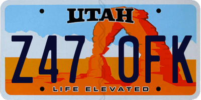 UT license plate Z470FK