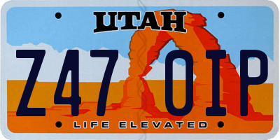 UT license plate Z470IP