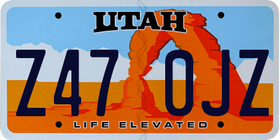 UT license plate Z470JZ