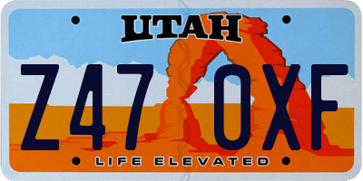 UT license plate Z470XF