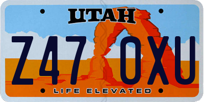 UT license plate Z470XU