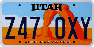 UT license plate Z470XY