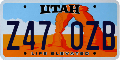 UT license plate Z470ZB