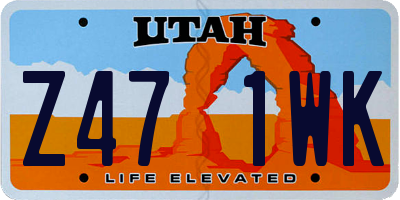 UT license plate Z471WK