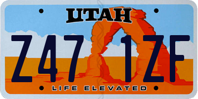 UT license plate Z471ZF