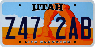 UT license plate Z472AB
