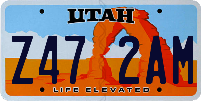 UT license plate Z472AM