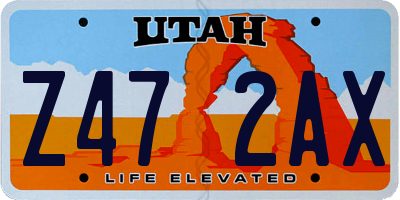 UT license plate Z472AX