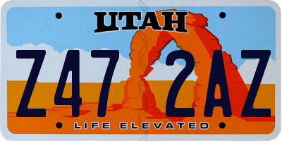 UT license plate Z472AZ