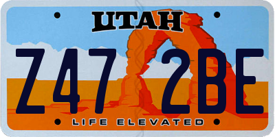 UT license plate Z472BE
