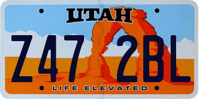 UT license plate Z472BL