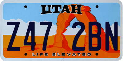 UT license plate Z472BN