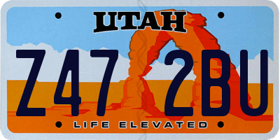 UT license plate Z472BU
