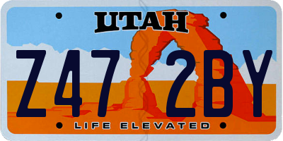 UT license plate Z472BY