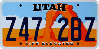 UT license plate Z472BZ
