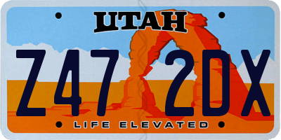 UT license plate Z472DX