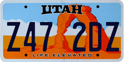 UT license plate Z472DZ